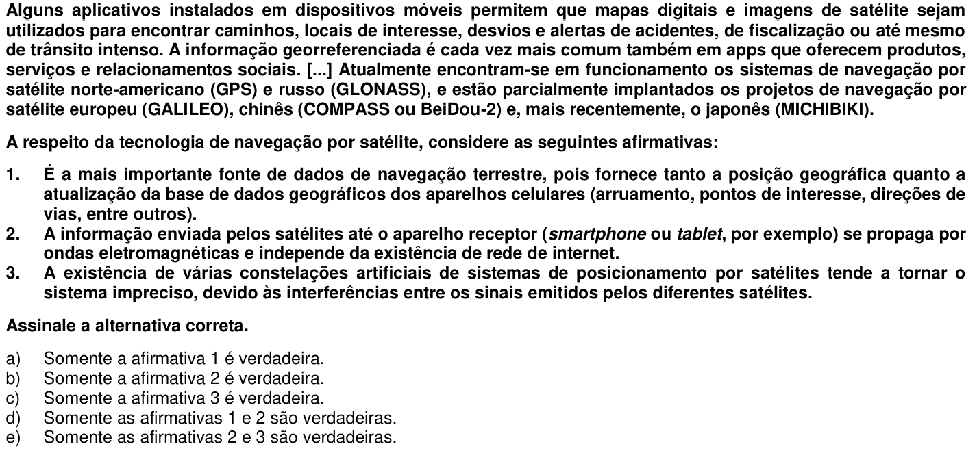 Questão 70 no caderno 1ª fase da UFPR 2018
