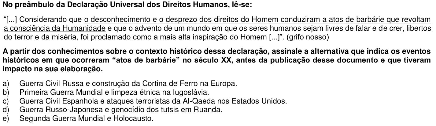 Questão 1 no caderno 1ª fase da UFPR 2019
