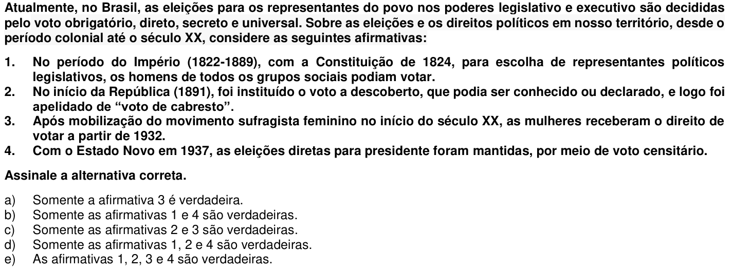Questão 2 no caderno 1ª fase da UFPR 2019