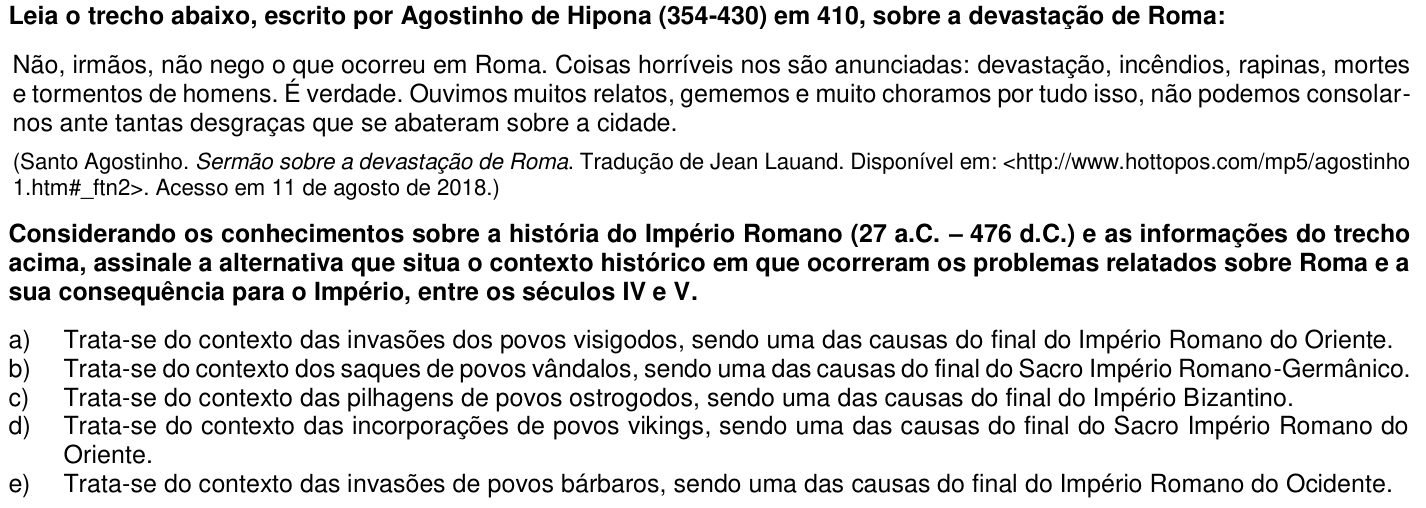 Questão 4 no caderno 1ª fase da UFPR 2019
