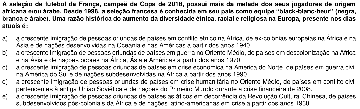 Questão 7 no caderno 1ª fase da UFPR 2019
