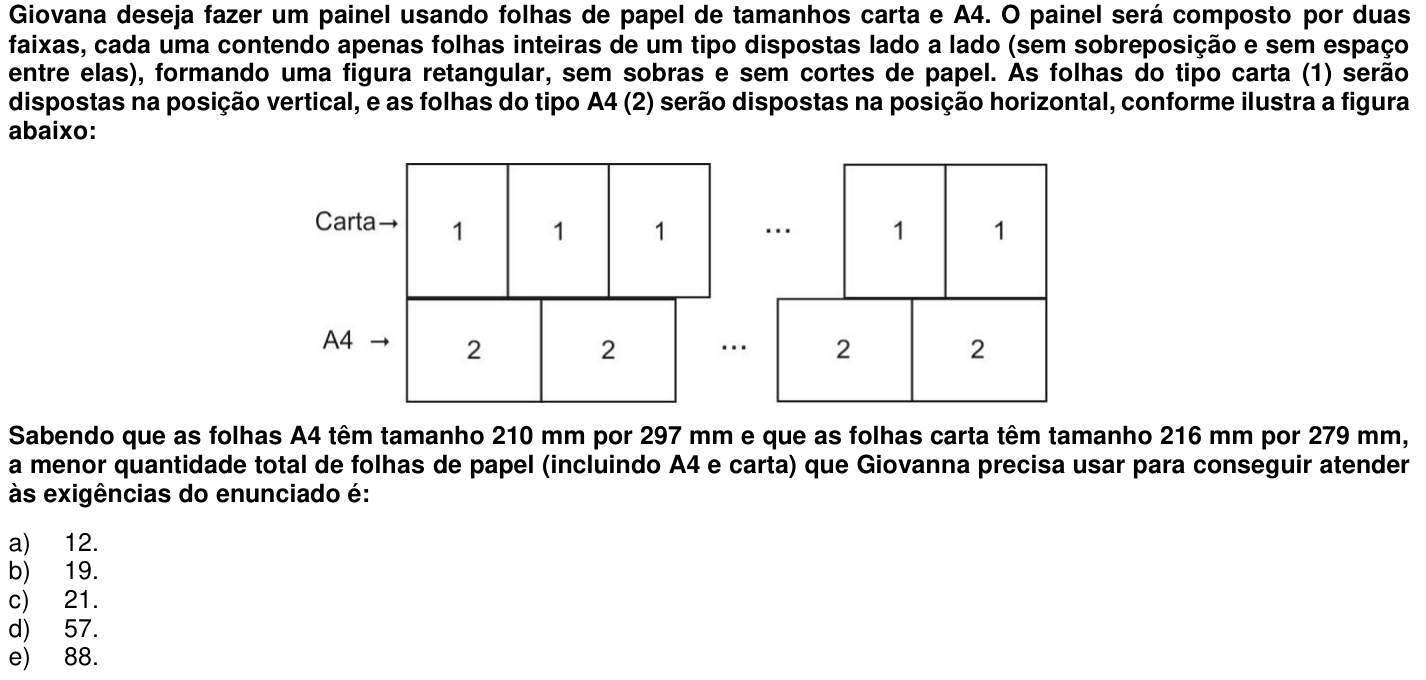 Questão 29 no caderno 1ª fase da UFPR 2019