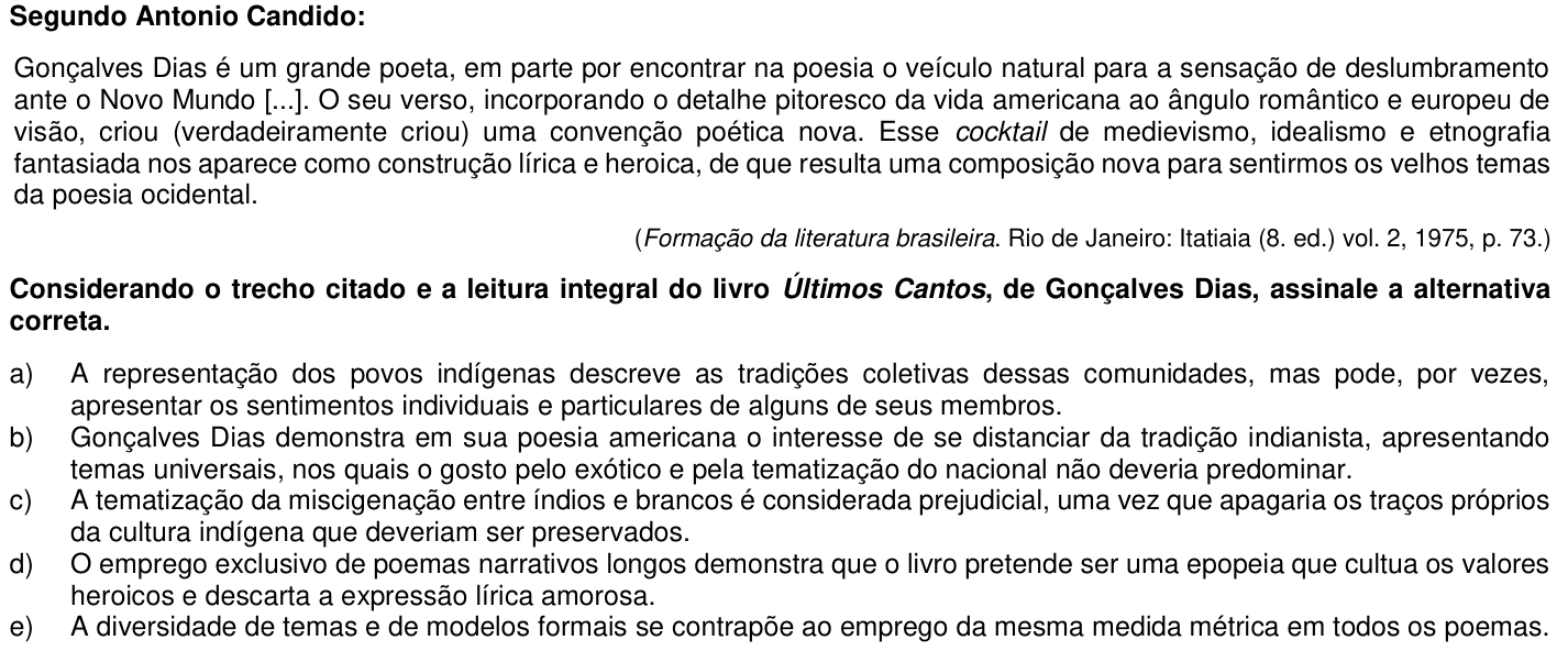 Questão 49 no caderno 1ª fase da UFPR 2019