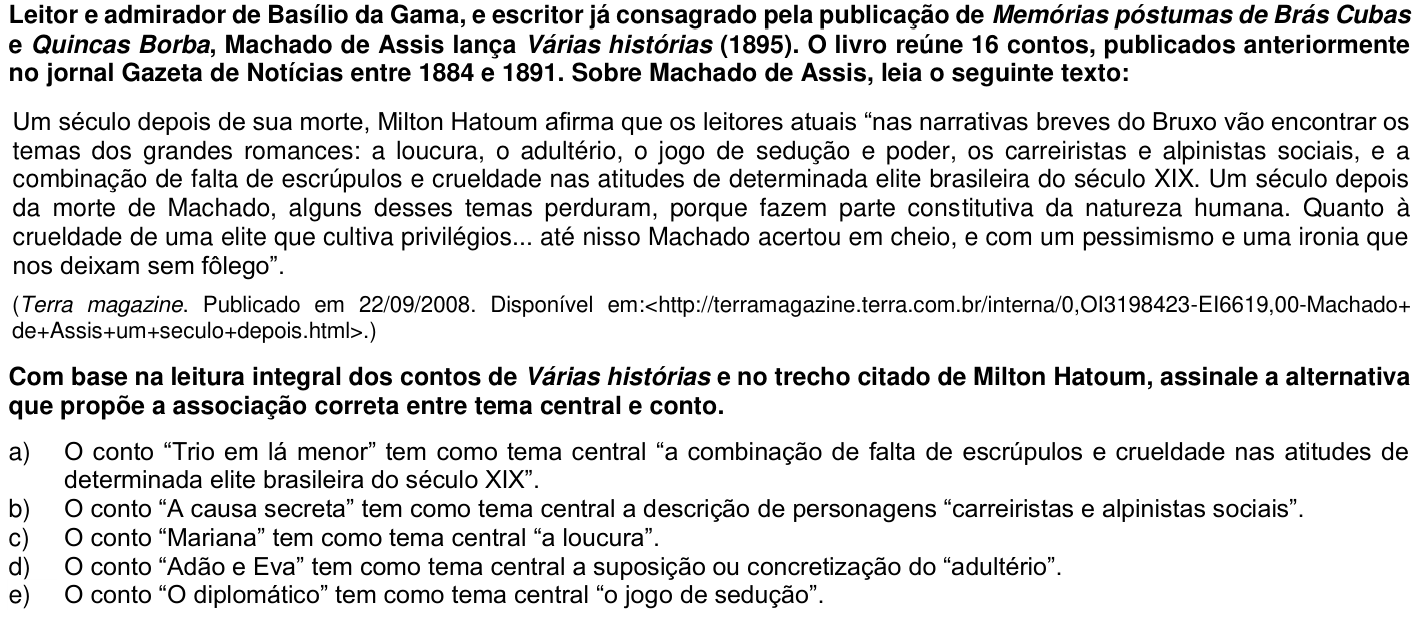 Questão 52 no caderno 1ª fase da UFPR 2019