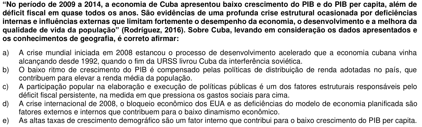 Questão 66 no caderno 1ª fase da UFPR 2019