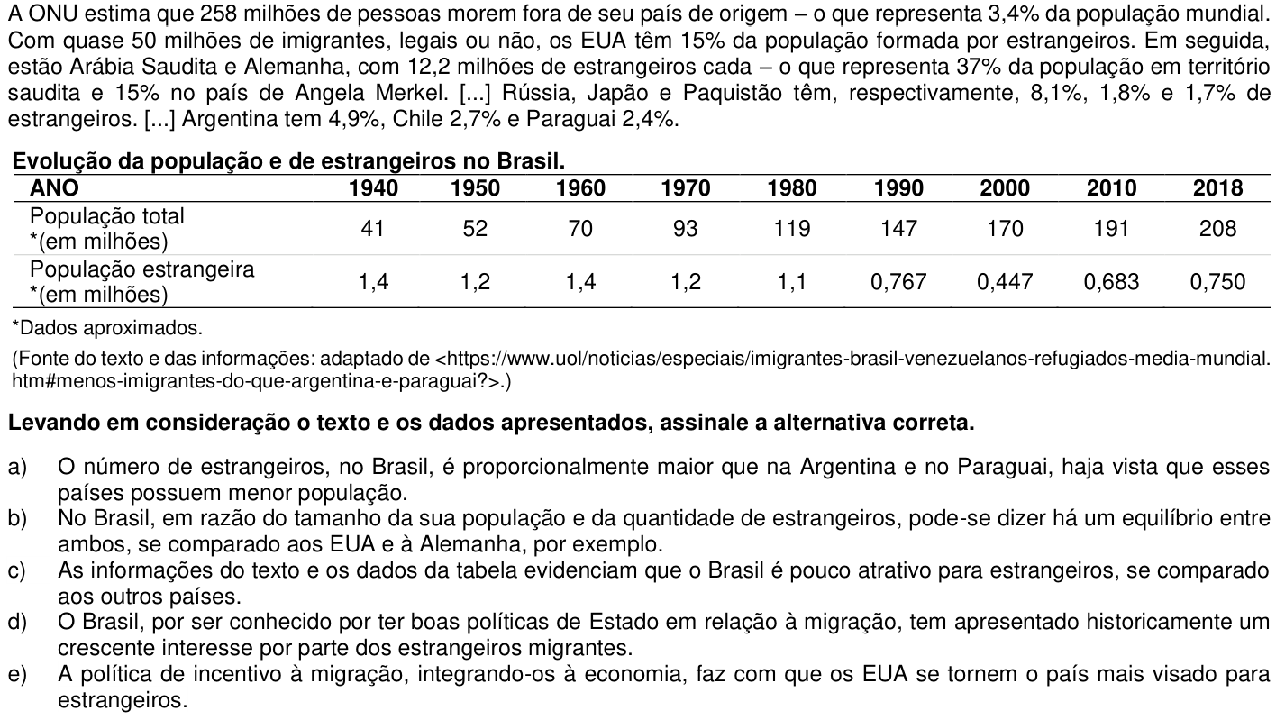 Questão 68 no caderno 1ª fase da UFPR 2019