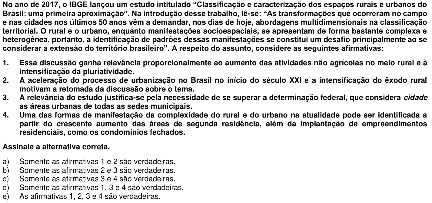 Questão 69 no caderno 1ª fase da UFPR 2019