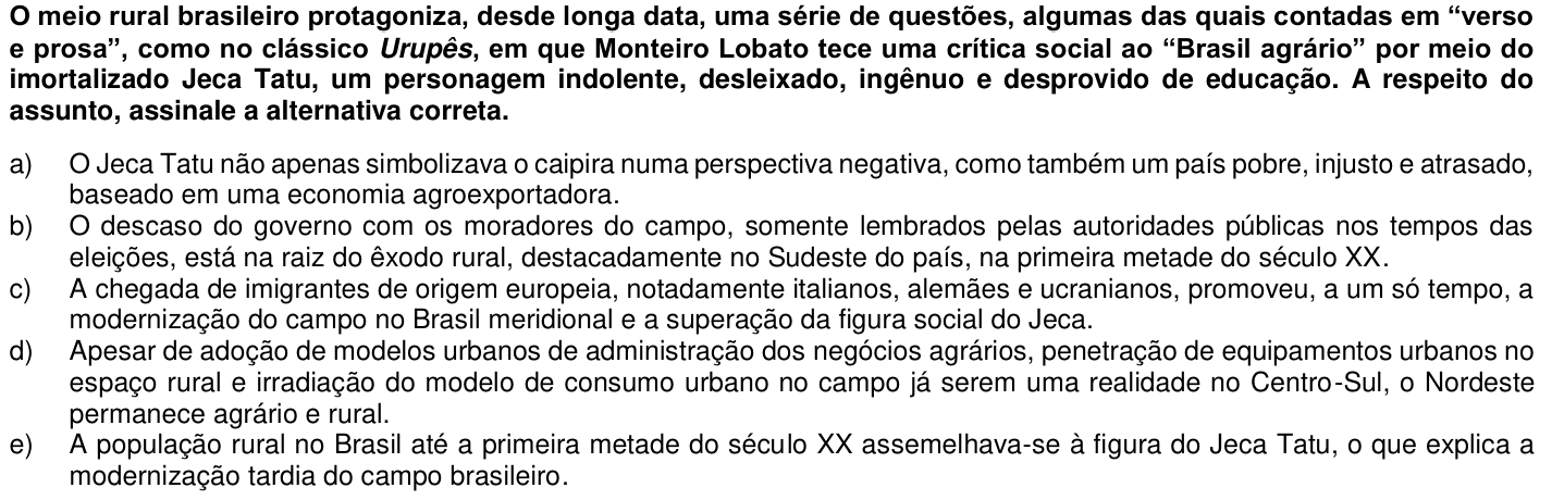 Questão 71 no caderno 1ª fase da UFPR 2019