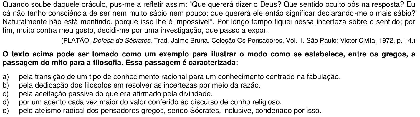Questão 74 no caderno 1ª fase da UFPR 2019