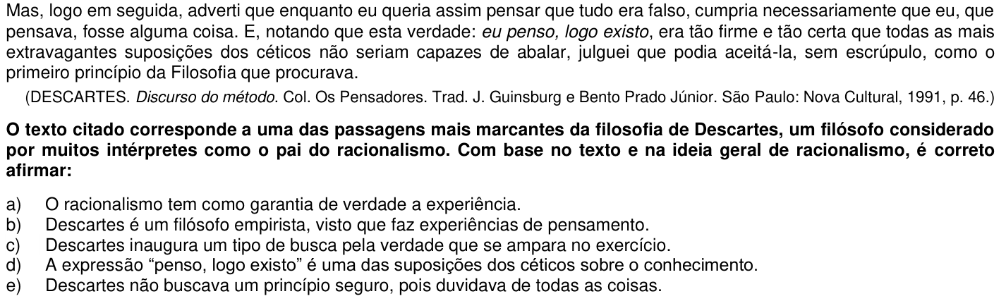 Questão 75 no caderno 1ª fase da UFPR 2019