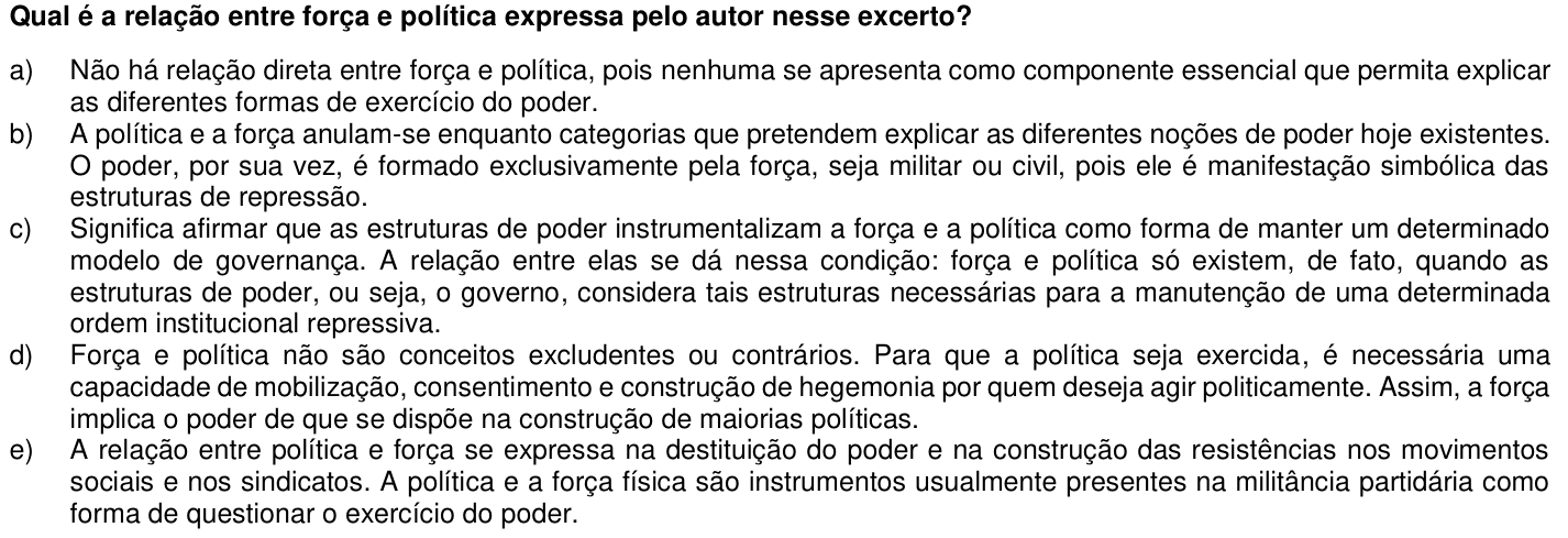 Questão 82 no caderno 1ª fase da UFPR 2019