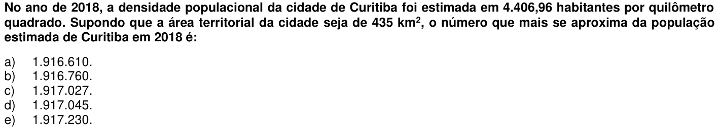 Questão 11 no caderno 1ª fase da UFPR 2020