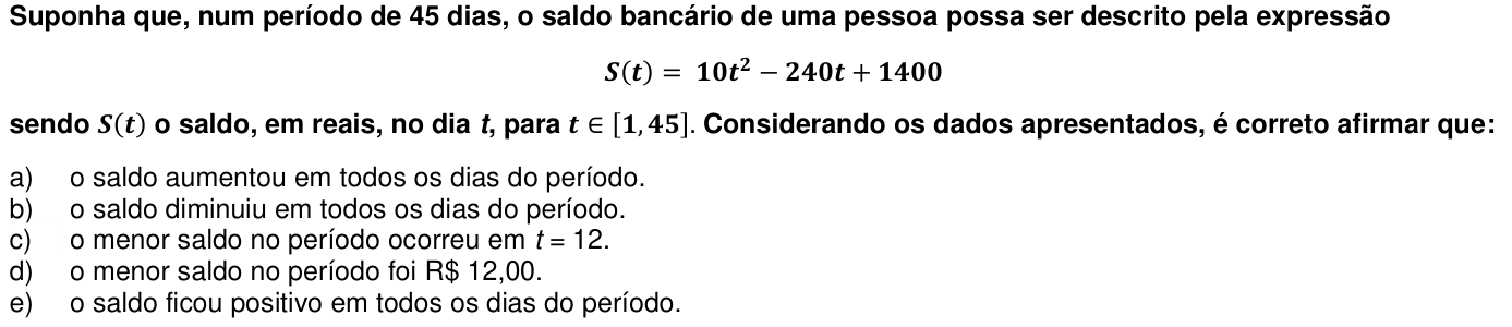 Questão 14 no caderno 1ª fase da UFPR 2020