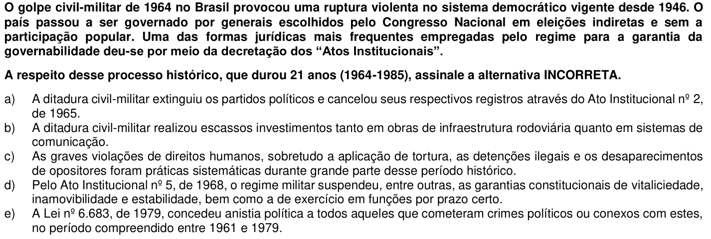 Questão 22 no caderno 1ª fase da UFPR 2020