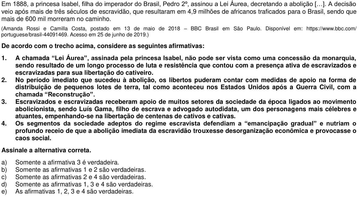 Questão 26 no caderno 1ª fase da UFPR 2020