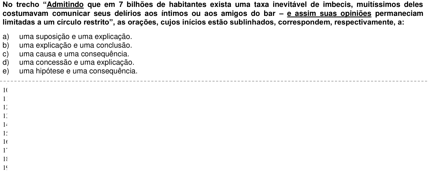 Questão 38 no caderno 1ª fase da UFPR 2020