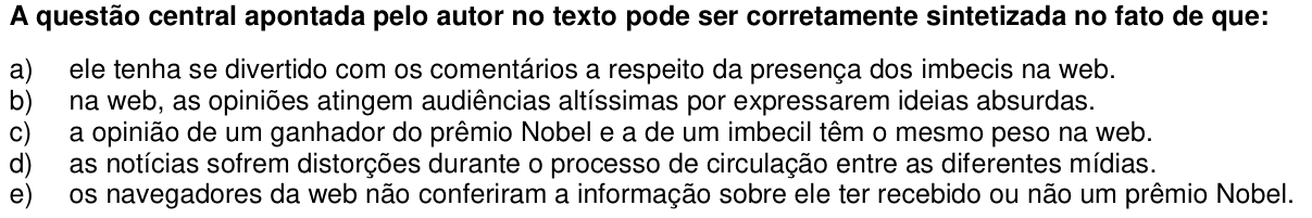 Questão 39 no caderno 1ª fase da UFPR 2020