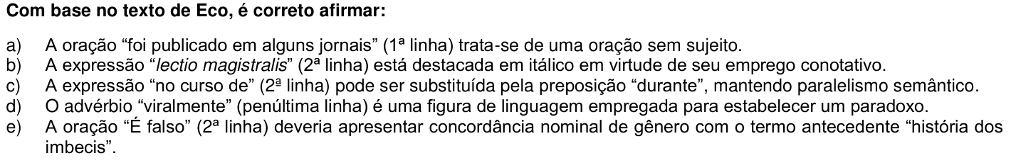 Questão 40 no caderno 1ª fase da UFPR 2020