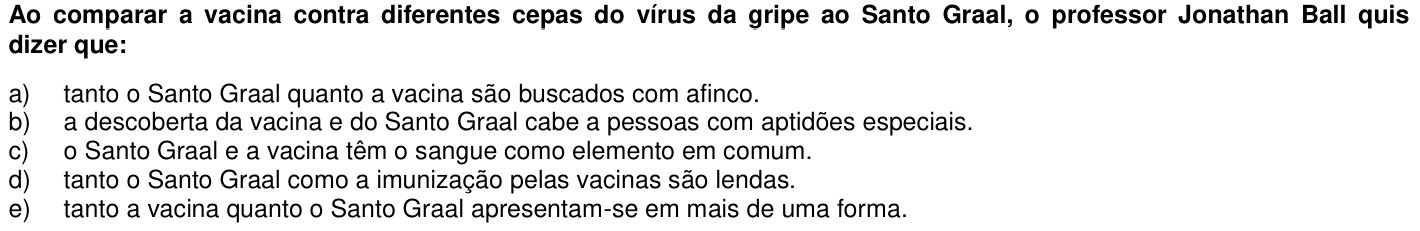 Questão 48 no caderno 1ª fase da UFPR 2020