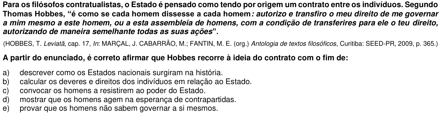 Questão 65 no caderno 1ª fase da UFPR 2020
