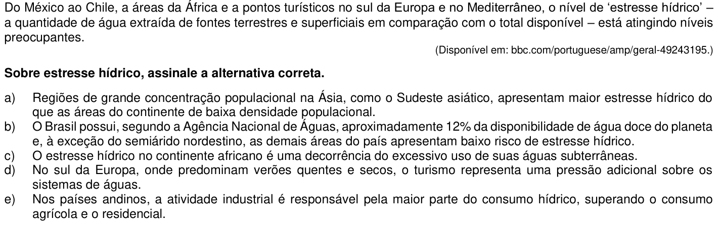 Questão 76 no caderno 1ª fase da UFPR 2020