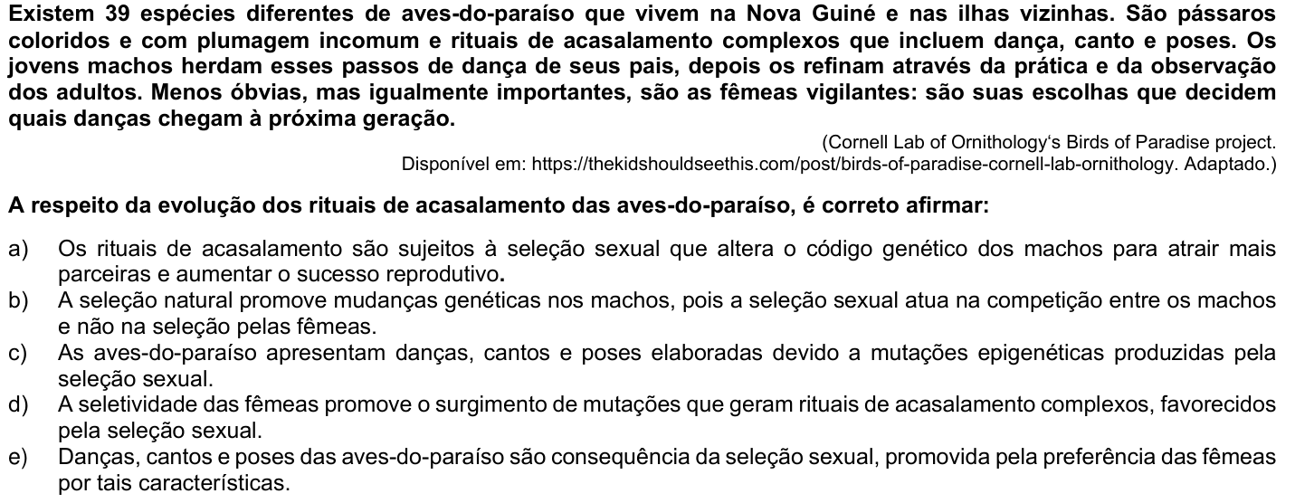 Questão 7 no caderno 1ª fase da UFPR 2023