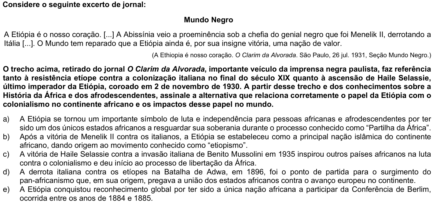 Questão 21 no caderno 1ª fase da UFPR 2023