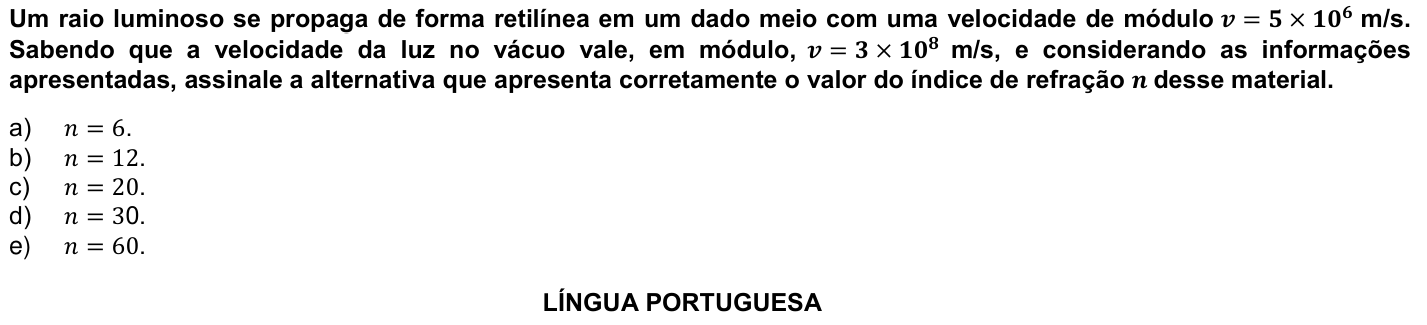 Questão 36 no caderno 1ª fase da UFPR 2023