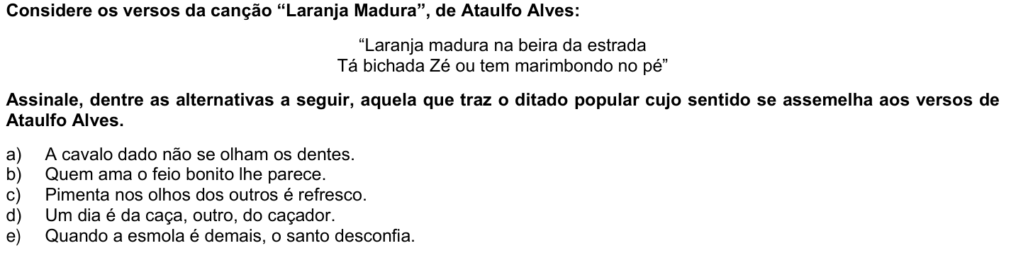 Questão 43 no caderno 1ª fase da UFPR 2023