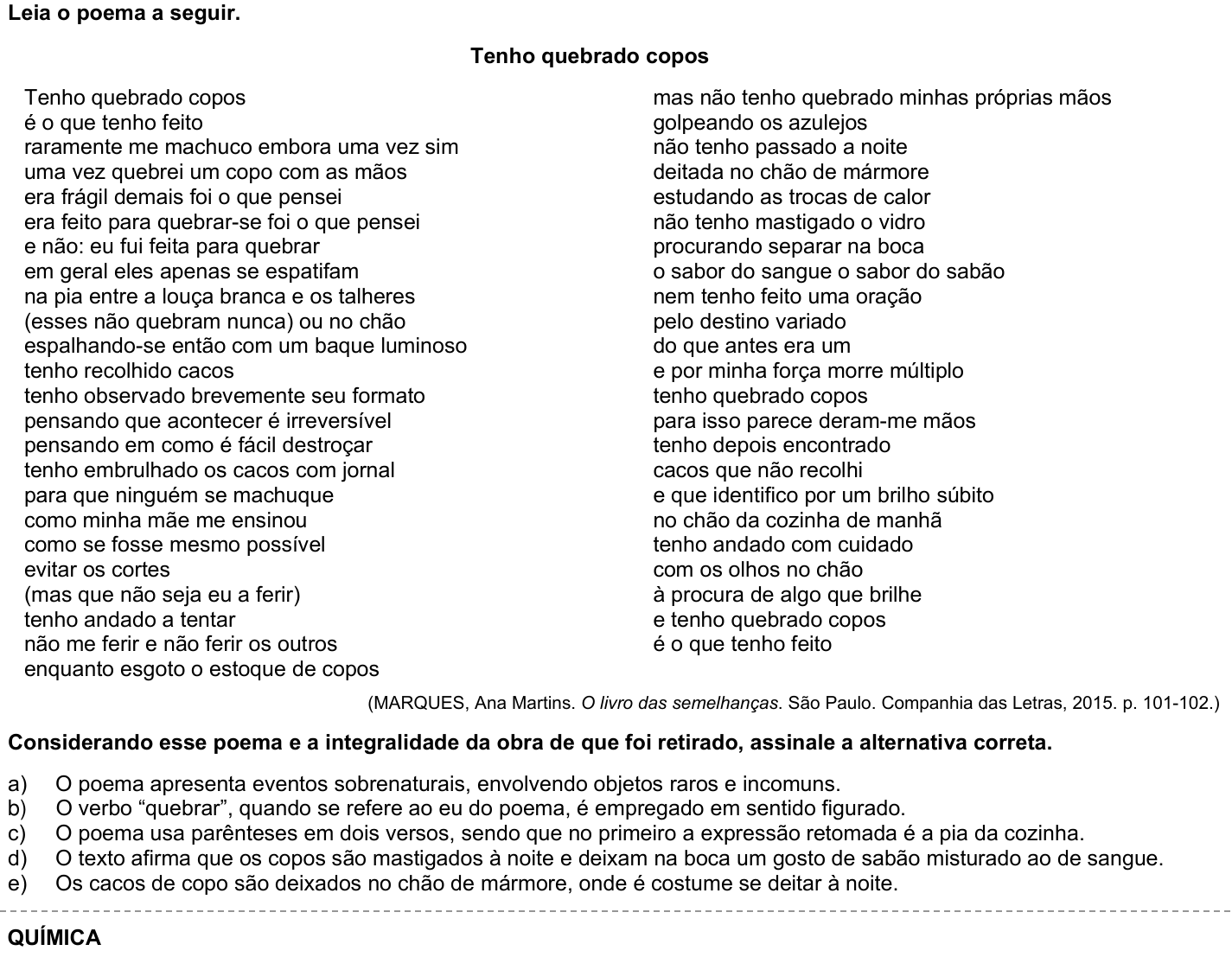 Questão 54 no caderno 1ª fase da UFPR 2023