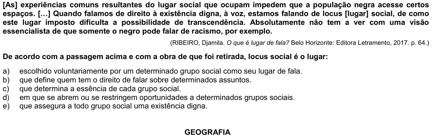 Questão 68 no caderno 1ª fase da UFPR 2023