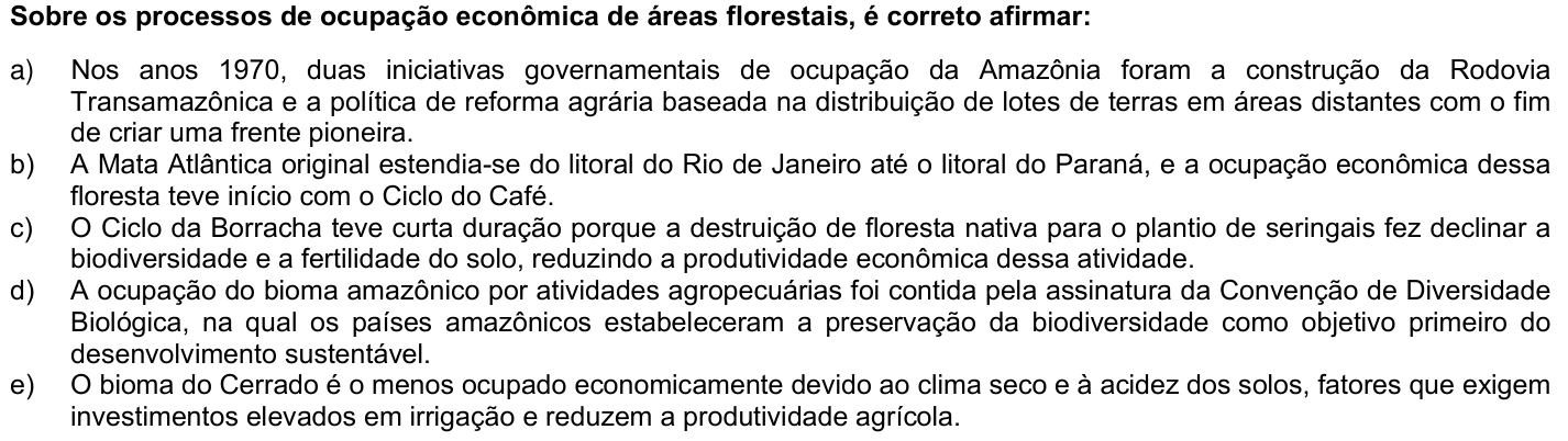 Questão 71 no caderno 1ª fase da UFPR 2023