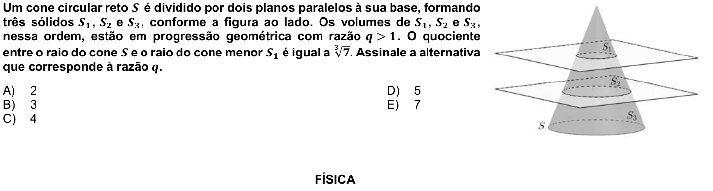 Questão 9 no caderno 1ª fase da UFPR 2024