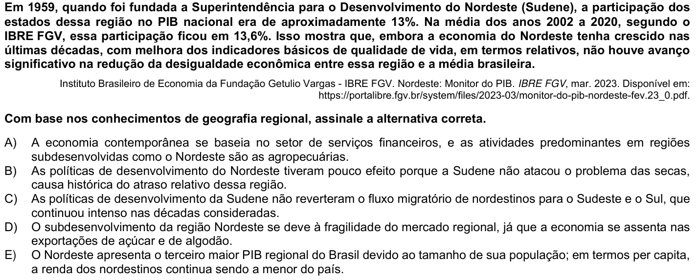 Questão 37 no caderno 1ª fase da UFPR 2024