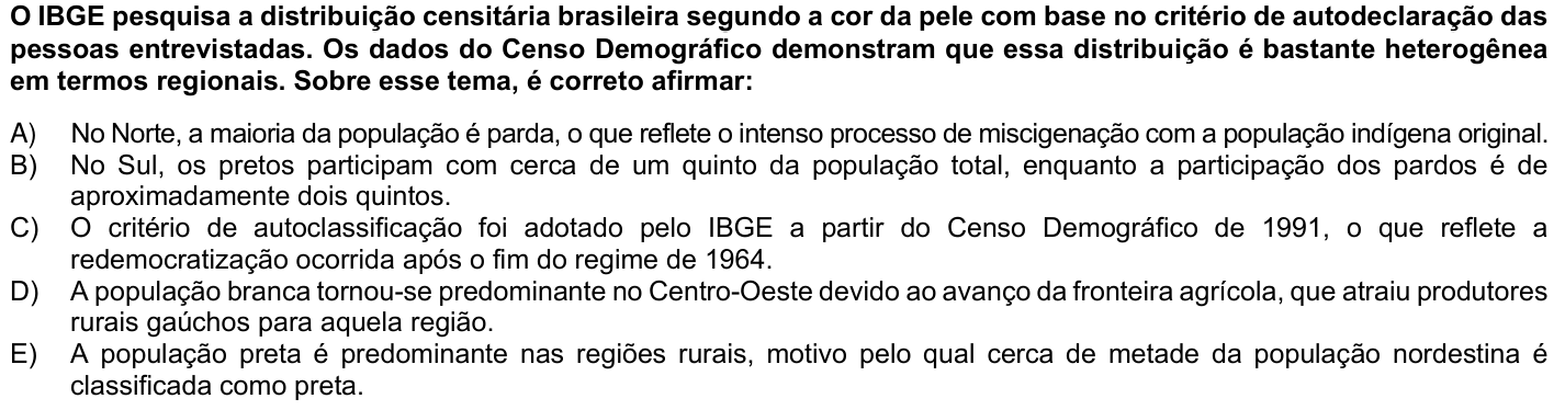 Questão 38 no caderno 1ª fase da UFPR 2024