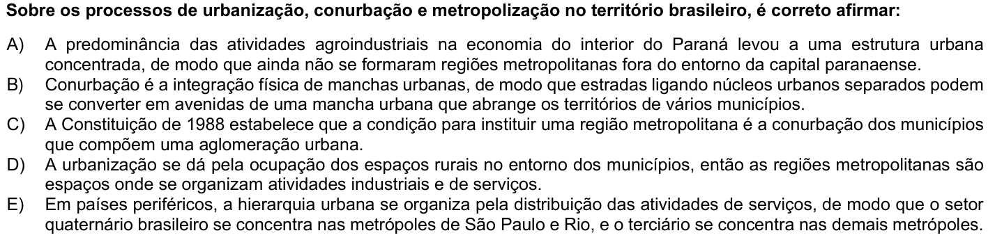 Questão 42 no caderno 1ª fase da UFPR 2024