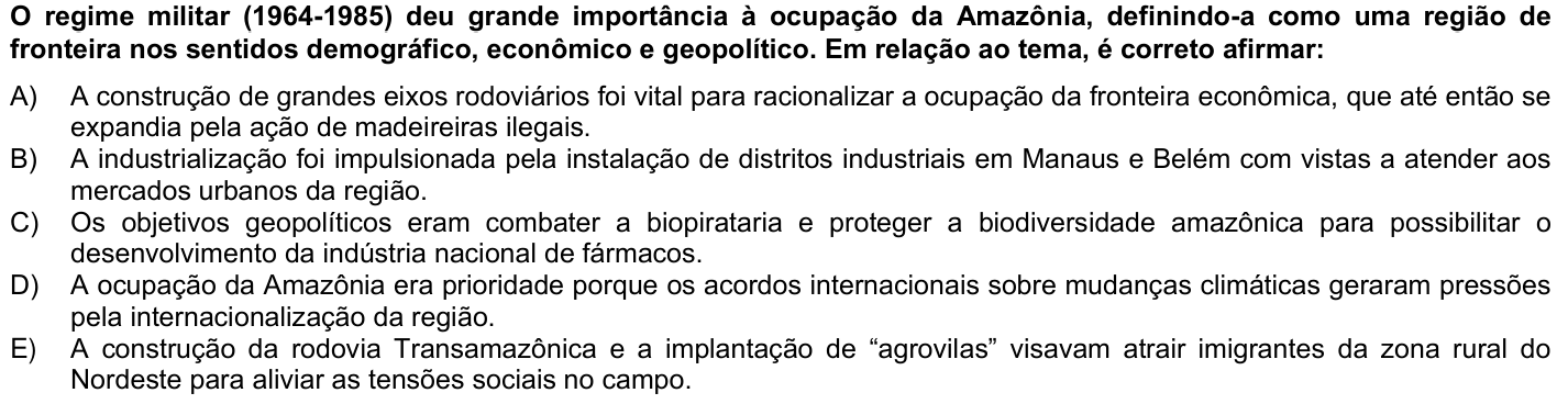 Questão 44 no caderno 1ª fase da UFPR 2024