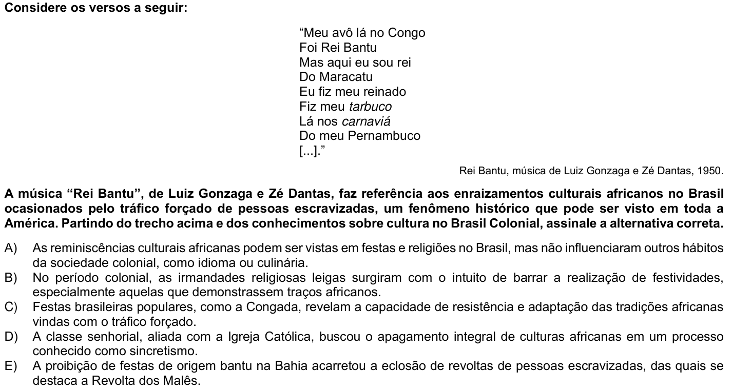 Questão 51 no caderno 1ª fase da UFPR 2024