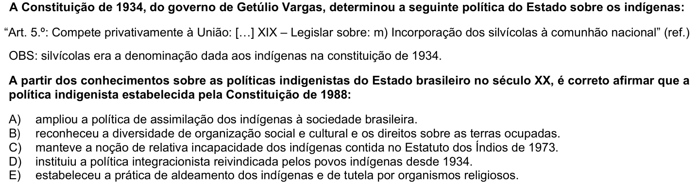 Questão 53 no caderno 1ª fase da UFPR 2024