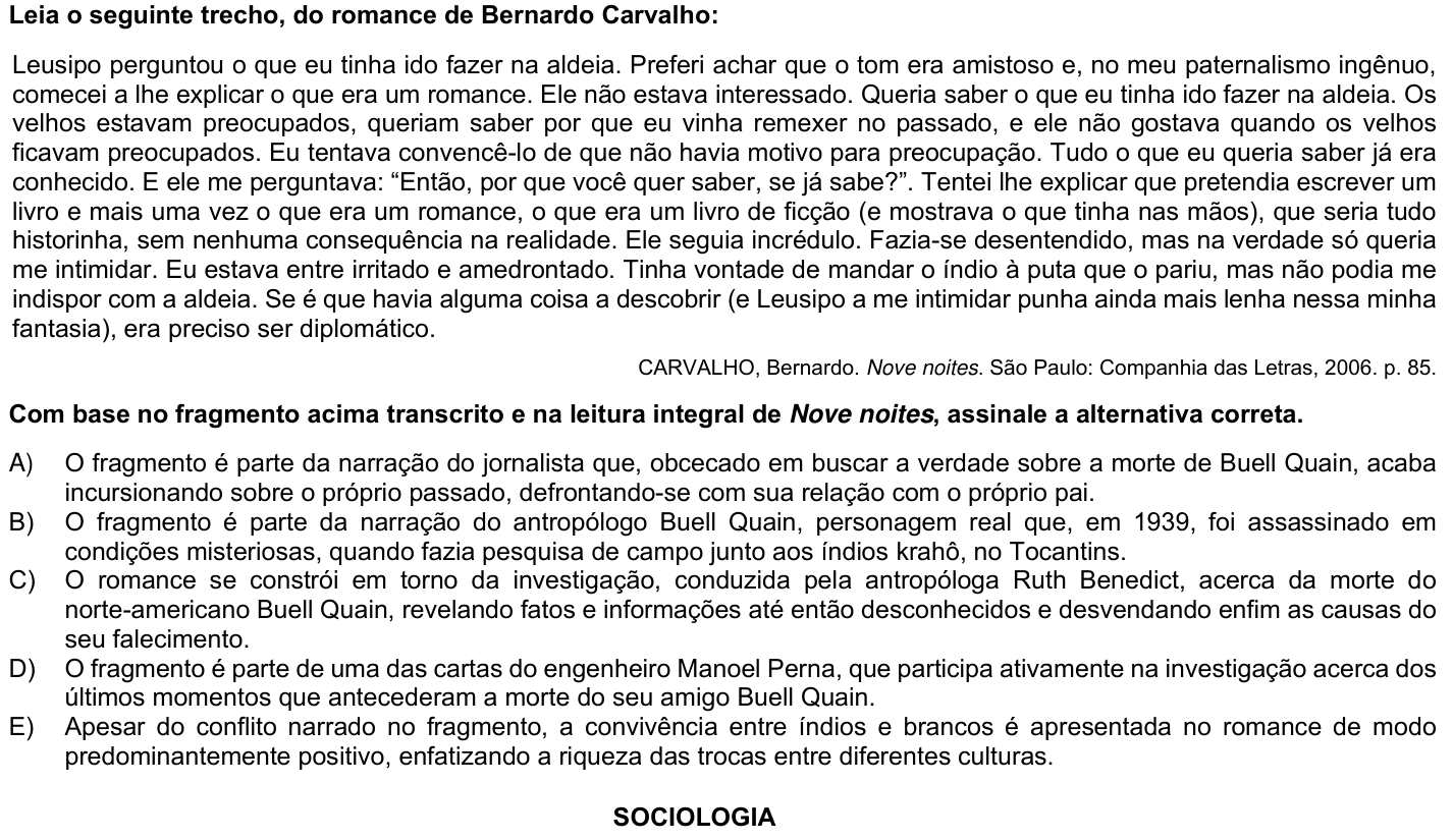 Questão 72 no caderno 1ª fase da UFPR 2024