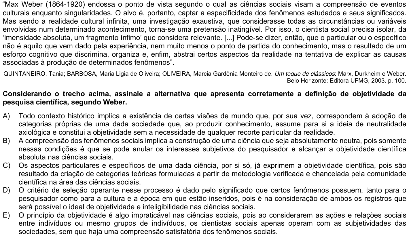 Questão 73 no caderno 1ª fase da UFPR 2024