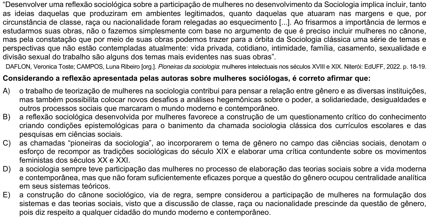 Questão 74 no caderno 1ª fase da UFPR 2024