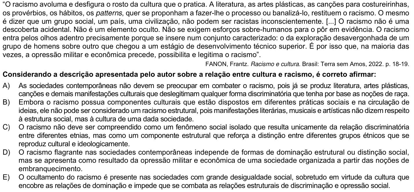 Questão 75 no caderno 1ª fase da UFPR 2024