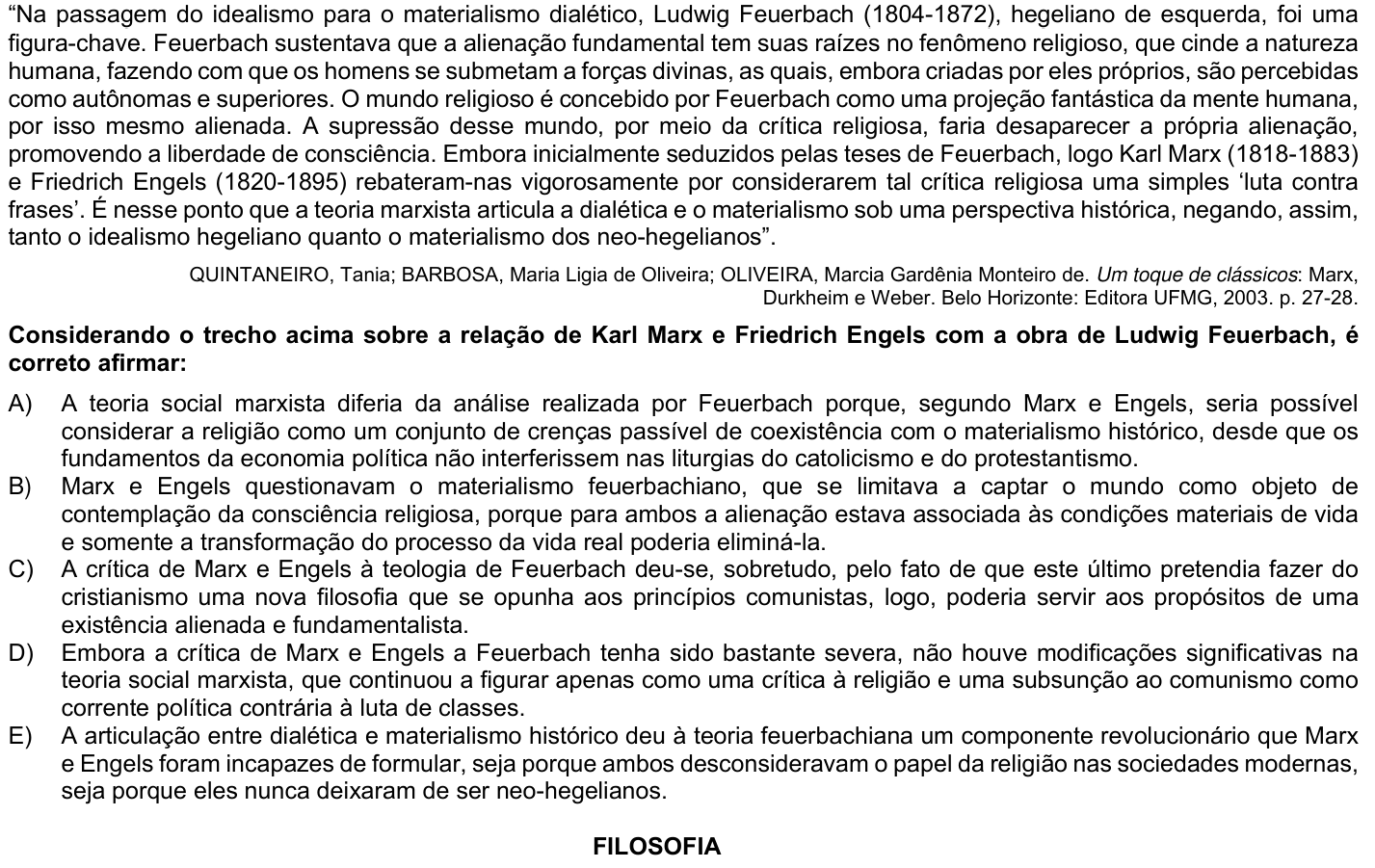 Questão 77 no caderno 1ª fase da UFPR 2024