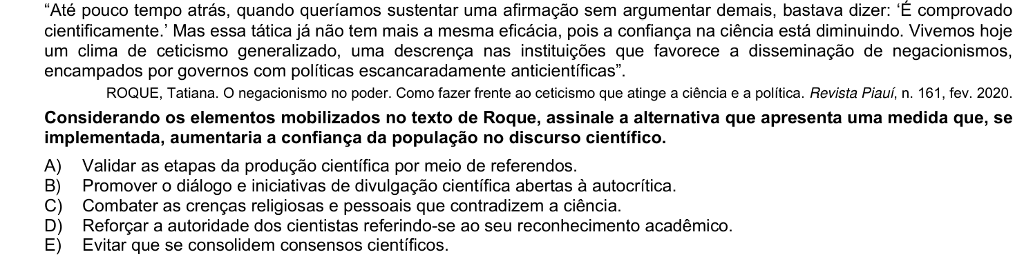 Questão 82 no caderno 1ª fase da UFPR 2024