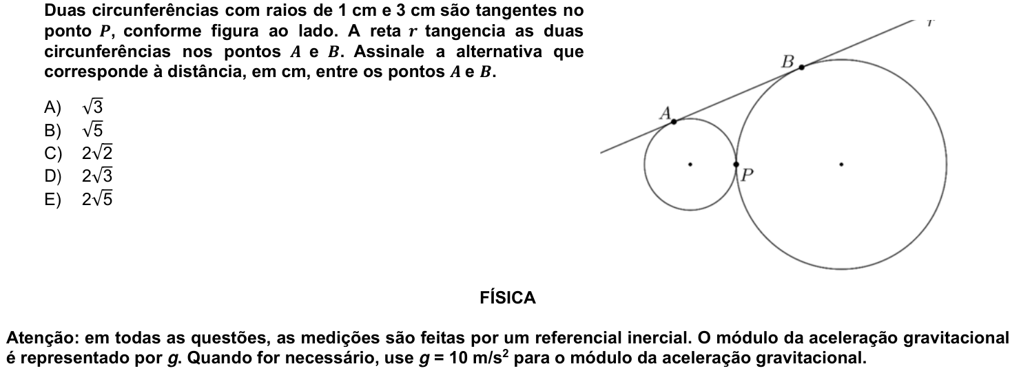 Questão 9 no caderno 1ª fase da UFPR 2025