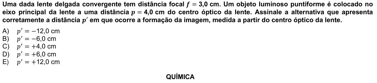 Questão 18 no caderno 1ª fase da UFPR 2025