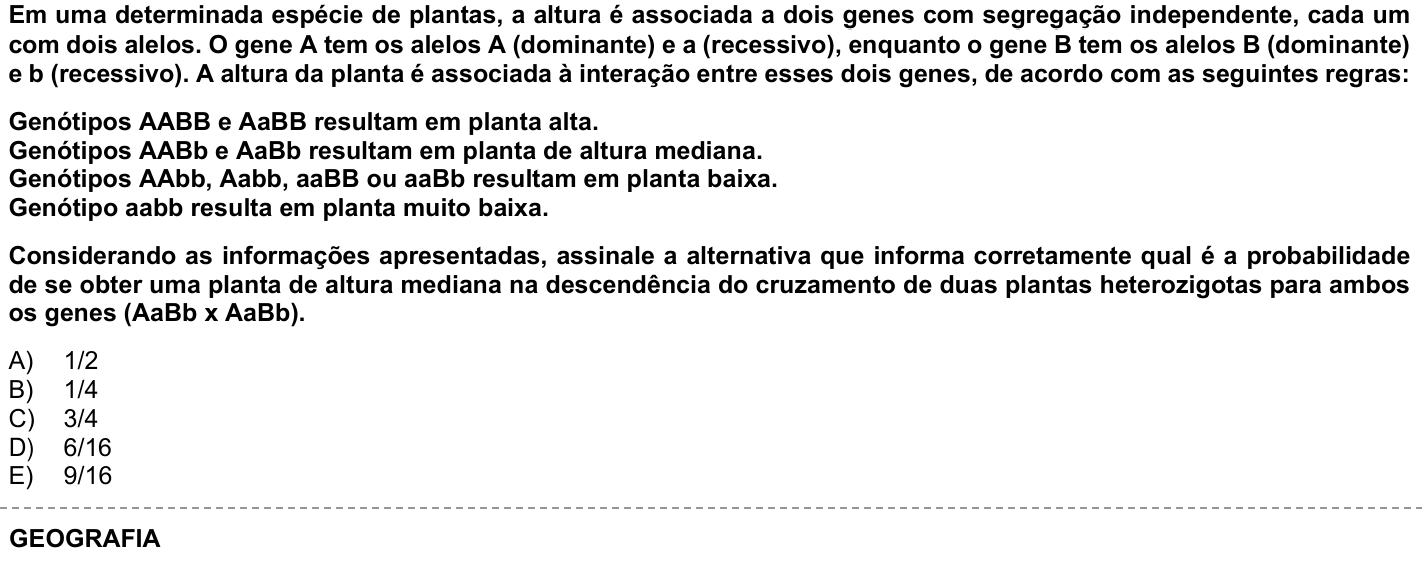 Questão 36 no caderno 1ª fase da UFPR 2025