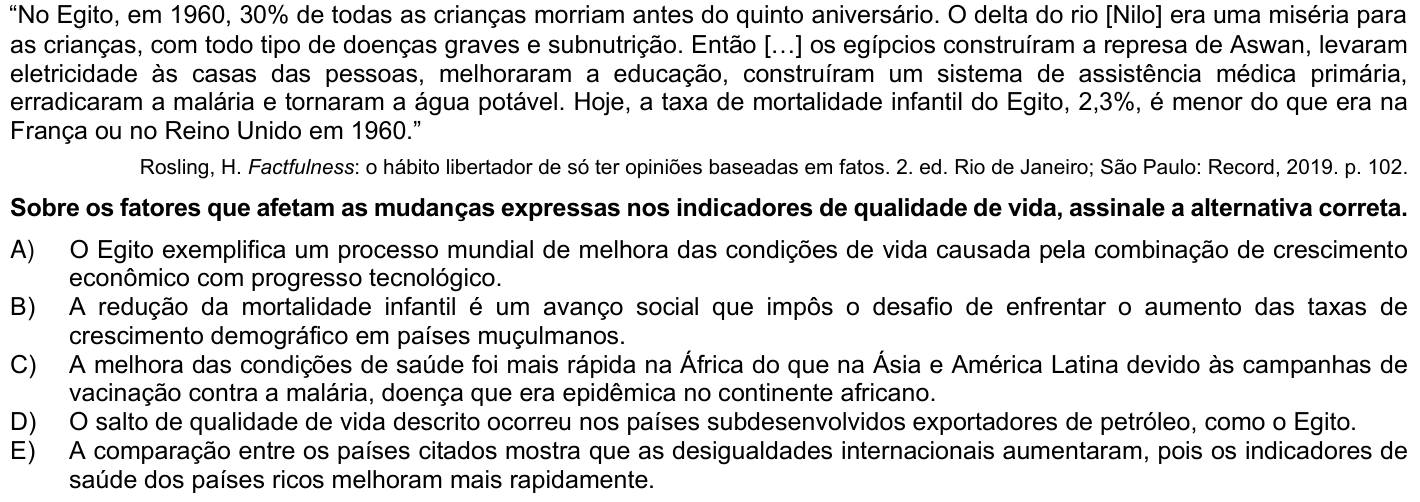 Questão 43 no caderno 1ª fase da UFPR 2025