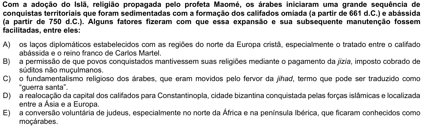Questão 46 no caderno 1ª fase da UFPR 2025